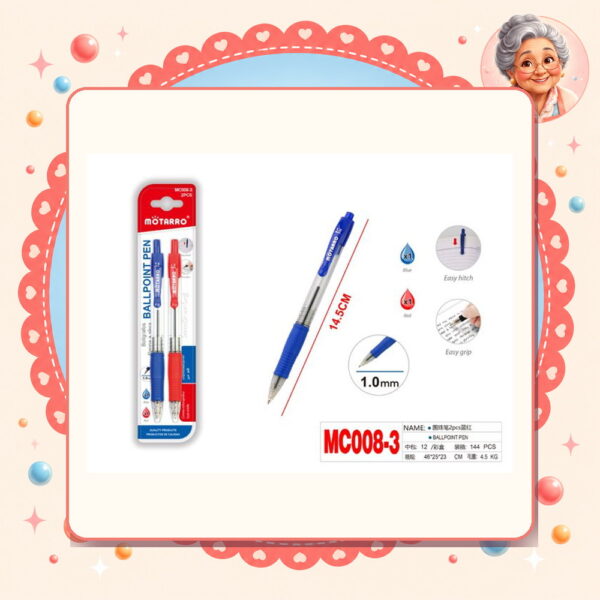 1.0mm Boligrafo Azul/rojo Motarro Ref. MC008-3