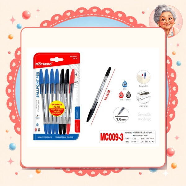 Pack de Lapiz Pasta Azul/negro/rojo Motarro Ref. MC009-3
