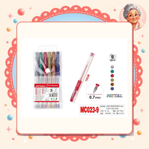 Lapiz Gel Color Metal Motarro Ref. MC023-9