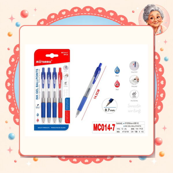 0.7mm Lapiz Gel Azul/rojo Motarro Ref. MC014-7