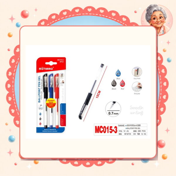 la-icha-01667 Set de Boligrafo Gel 3colores Motarro Ref. MC015-3