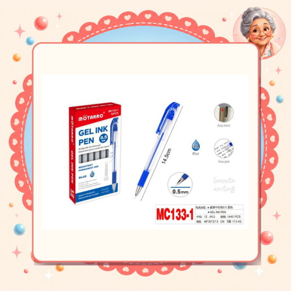 la-icha-01682 Lapiz Gel Azul Motarro Ref. MC133-1