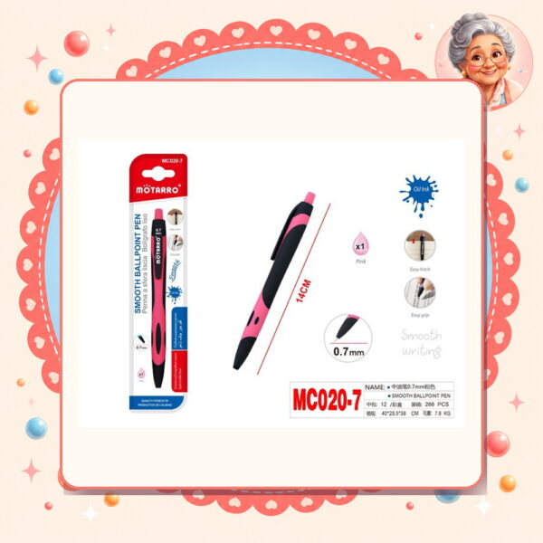 Boligrafo Liso Rosado Motarro Ref. MC020-7