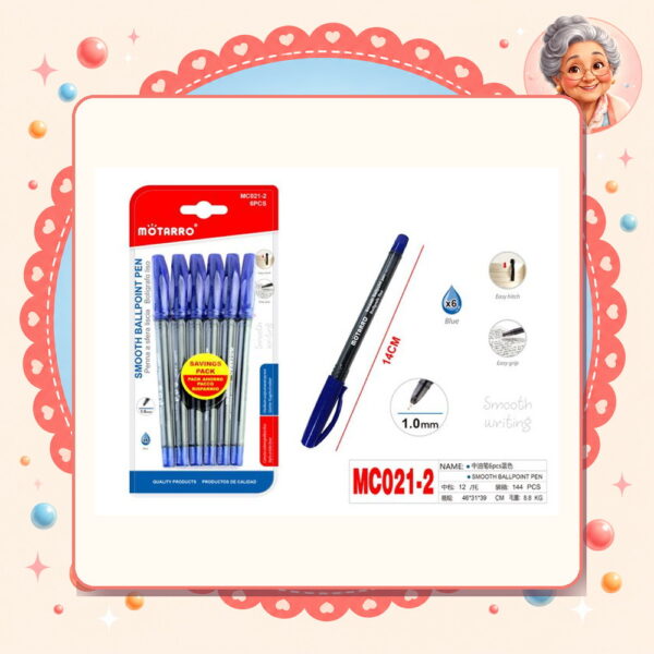 1.0mm Boligrafo Liso Azul Motarro Ref. MC021-2