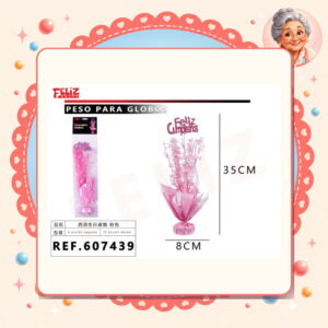 la-icha-03065 X 8cm Peso para Globos Cumpleanos Rosado Feliz Ref. 607439