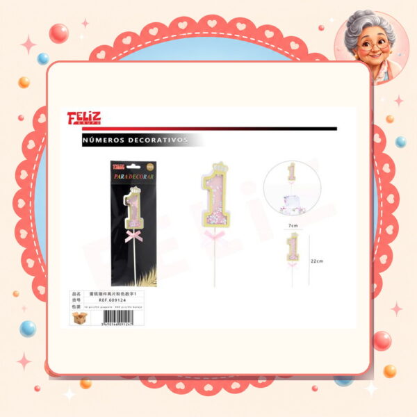 Con Lentejuelas Rosa 1 Feliz Ref. 609124
