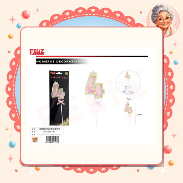 Con Lentejuelas Rosa 4 Feliz Ref. 609127