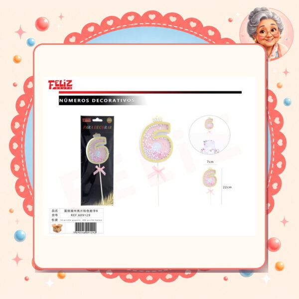 Con Lentejuelas Rosa 6 Feliz Ref. 609129