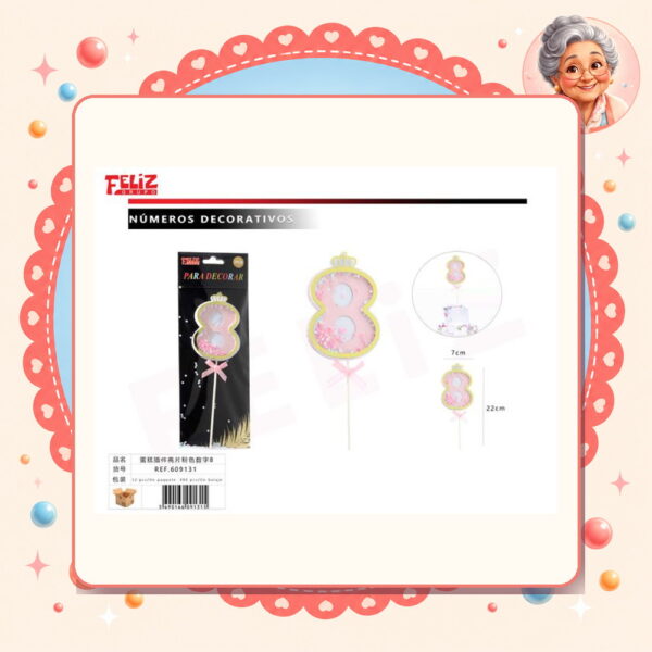 Con Lentejuelas Rosado 8 Feliz Ref. 609131
