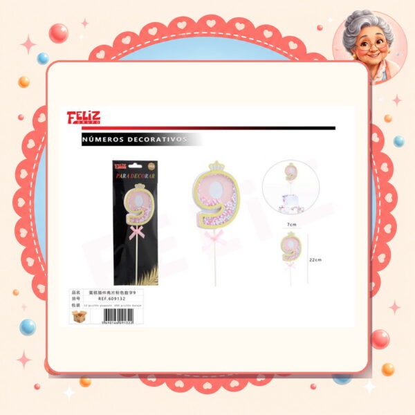 Con Lentejuelas Rosado 9 Feliz Ref. 609132