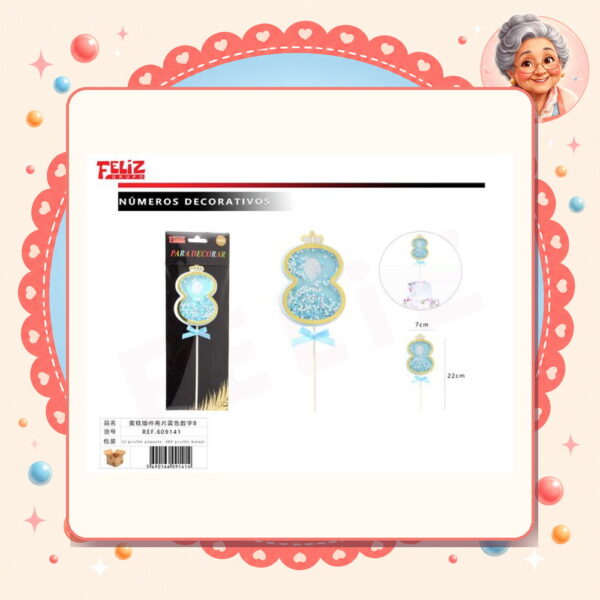 Con Lentejuelas Azul 8 Feliz Ref. 609141