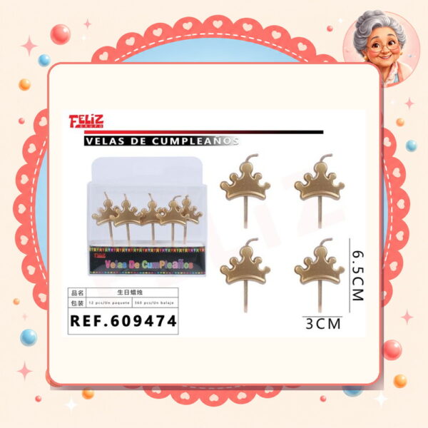 Cumpleanos Corona de Oro 5pcs Feliz Ref. 609474