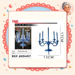 la-icha-03209 X 13cm Vela con Candelabro Azul Feliz Ref. 609497