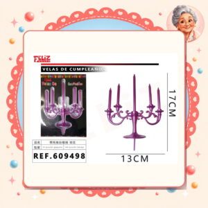 la-icha-03210 X 13cm Vela con Candelabro Fucsia Feliz Ref. 609498
