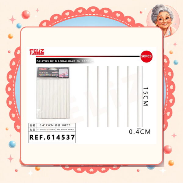 X 15cm 50pcs Palitos de Manualidad en Carton Feliz Ref. 614537
