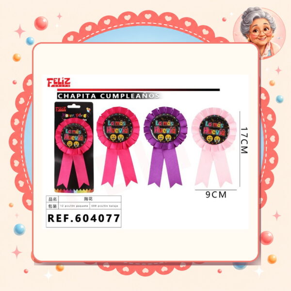 X 9cm Escarapela P/ Fiesta Rosado Feliz Ref. 604077