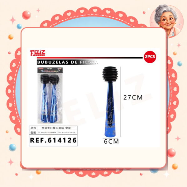 X 6cm 2pcs Bubuzelas Cumpleanos Azul Feliz Ref. 614126