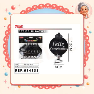 X 8cm 6pcs Set de Silbatos Cumpleanos Feliz Ref. 614133
