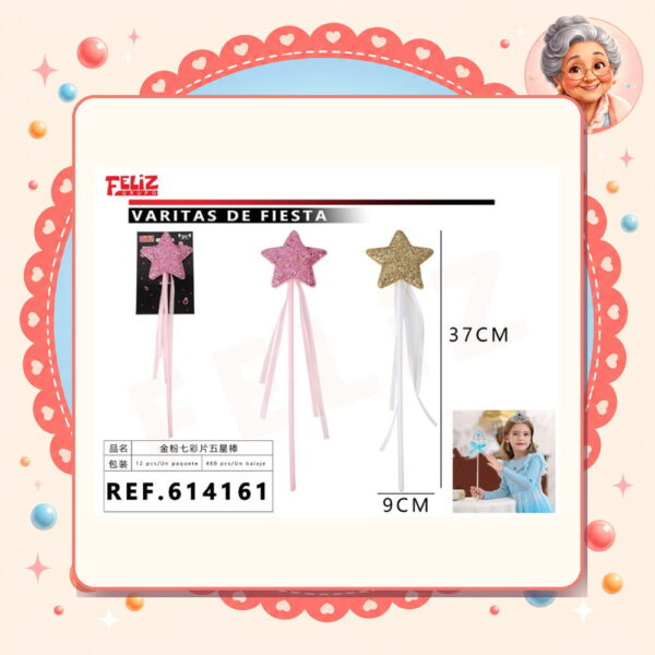 X 9cm Varita de Hada Estrella Feliz Ref. 614161