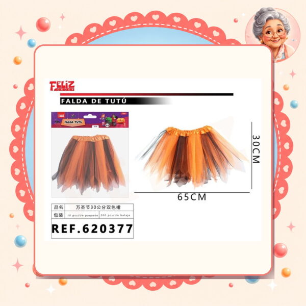 X 65cm Naranjo/falda Tutu de Halloween Feliz Ref. 410041