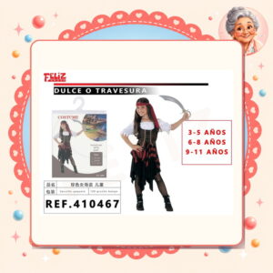 la-icha-03739 Pirata Mujer Talla Ninos Feliz Ref. 410467