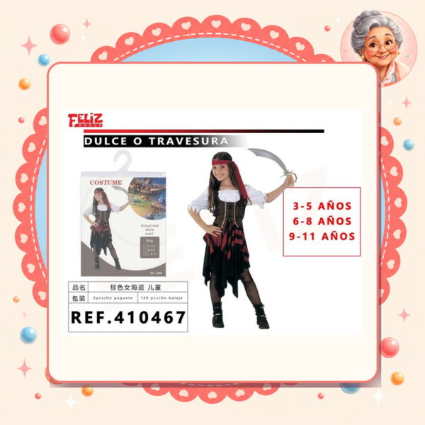 Pirata Mujer Talla Ninos Feliz Ref. 410467