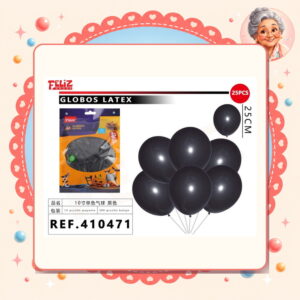 la-icha-03777 Globos Latex Negro Feliz Ref. 410471