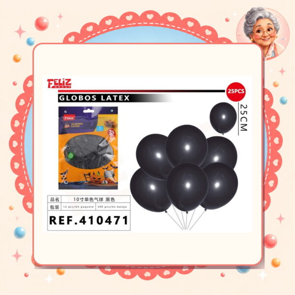 Globos Latex Negro Feliz Ref. 410471