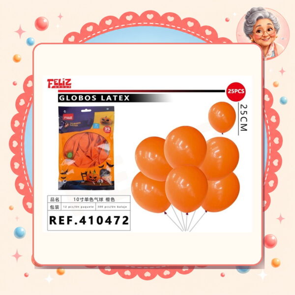 Globos Latex Naranjo Feliz Ref. 410472