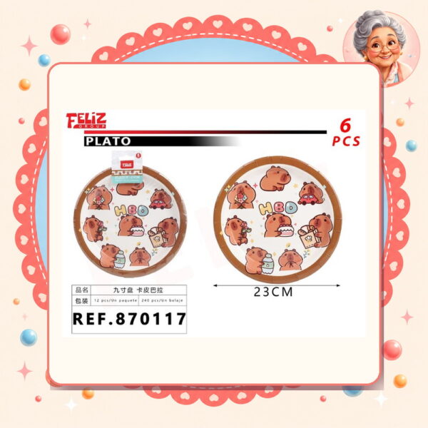 la-icha-03945 Platos de Carton Kapybara Feliz Ref. 870117