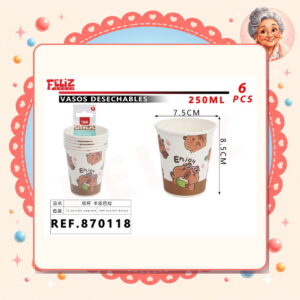 la-icha-03946 Vasos Desechables Kapybara Feliz Ref. 870118