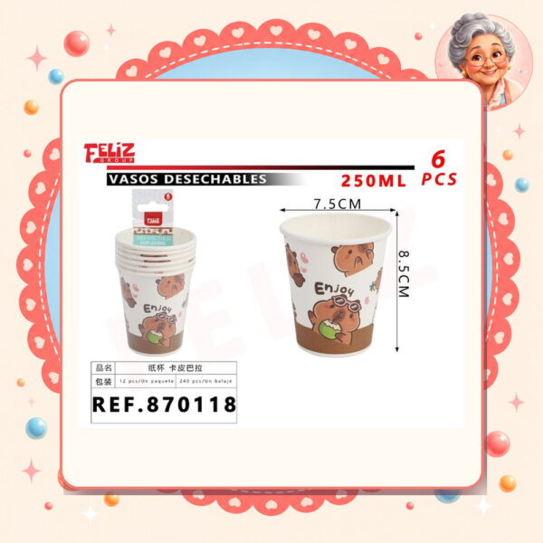 Vasos Desechables Kapybara Feliz Ref. 870118
