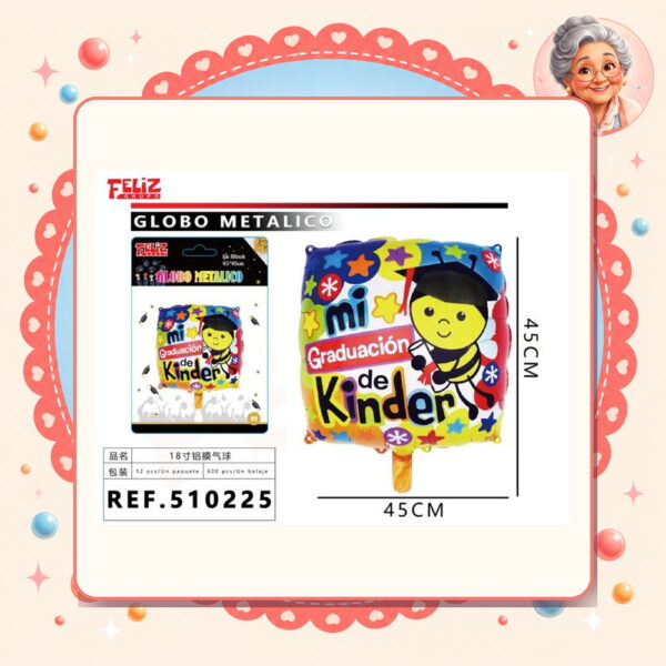X 45cm Globo Metalico Graduacion Feliz Ref. 510225