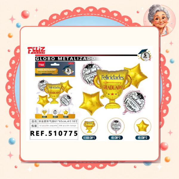De Globos Metal Graduada Champion Feliz Ref. 510775
