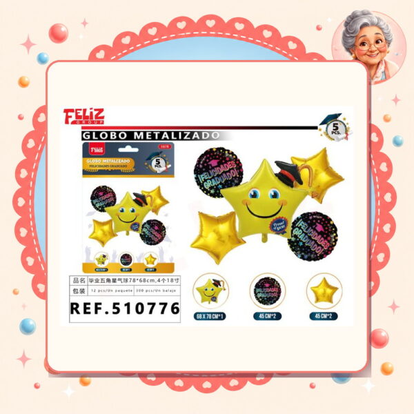 De Globos Metal Graduado Estrella Feliz Ref. 510776
