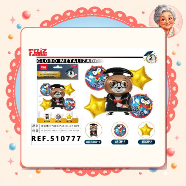 De Globos Metal Graduado Oso Feliz Ref. 510777