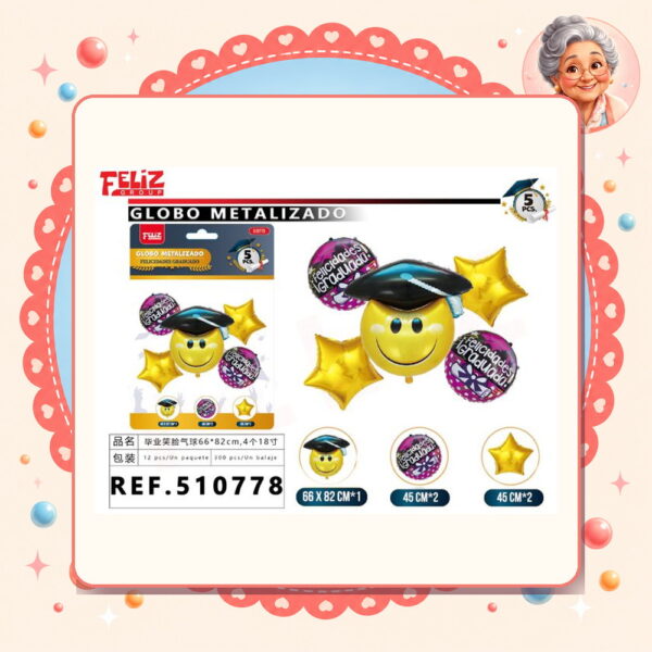 De Globos Metal Graduada Emojii Feliz Ref. 510778