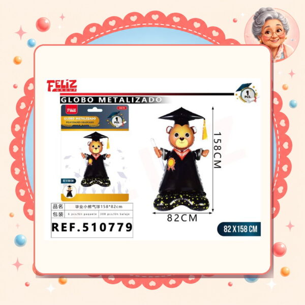 X 158cm Globo Metal Graduado Oso Feliz Ref. 510779