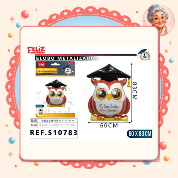 X 83cm Globo Metal Graduado Buho Feliz Ref. 510783