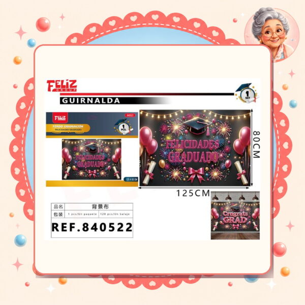 X 125cm Fondo Graduacion Feliz Ref. 840522