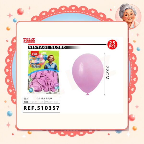 10pul. 25pcs Globos Vintage Feliz Ref. 510357