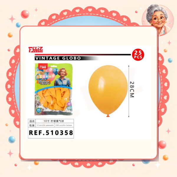 10pul. 25pcs Globos Vintage Feliz Ref. 510358
