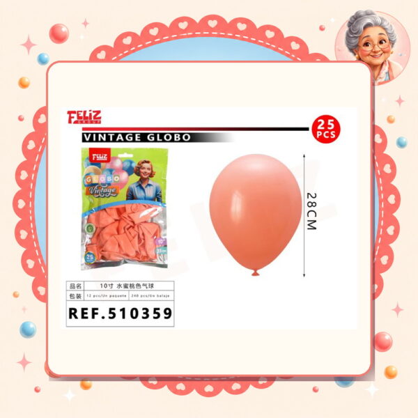 10pul. 25pcs Globos Vintage Feliz Ref. 510359