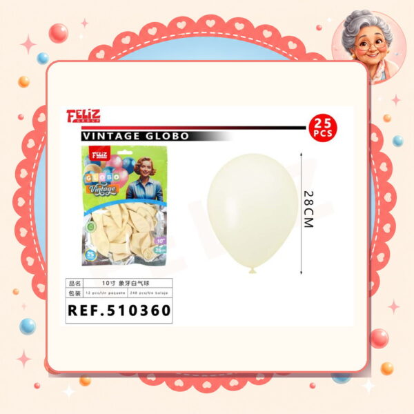10pul. 25pcs Globos Vintage Feliz Ref. 510360