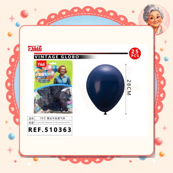 10pul. 25pcs Globos Vintage Feliz Ref. 510363