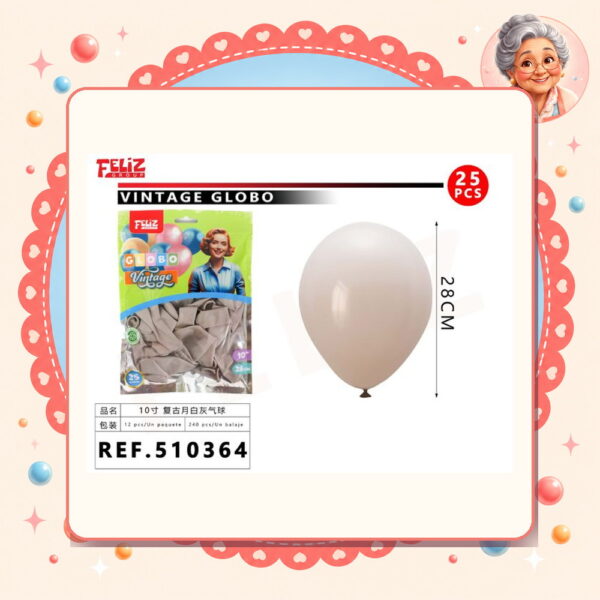 la-icha-04122 10pul. 25pcs Globos Vintage Feliz Ref. 510364