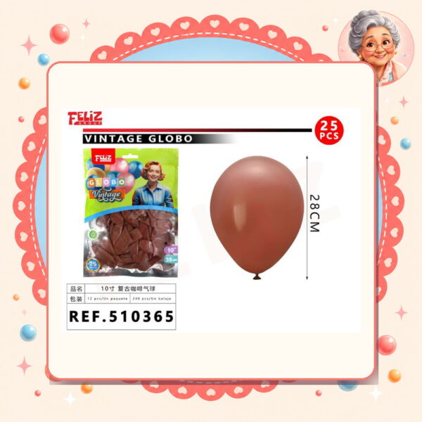 10pul. 25pcs Globos Vintage Feliz Ref. 510365