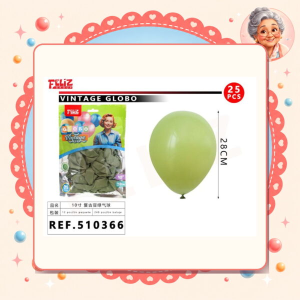 la-icha-04124 10pul. 25pcs Globos Vintage Feliz Ref. 510366