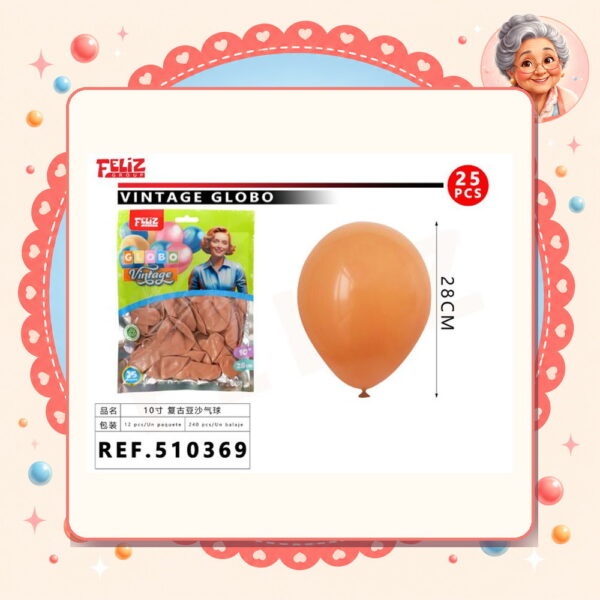 10pul. 25pcs Globos Vintage Feliz Ref. 510369