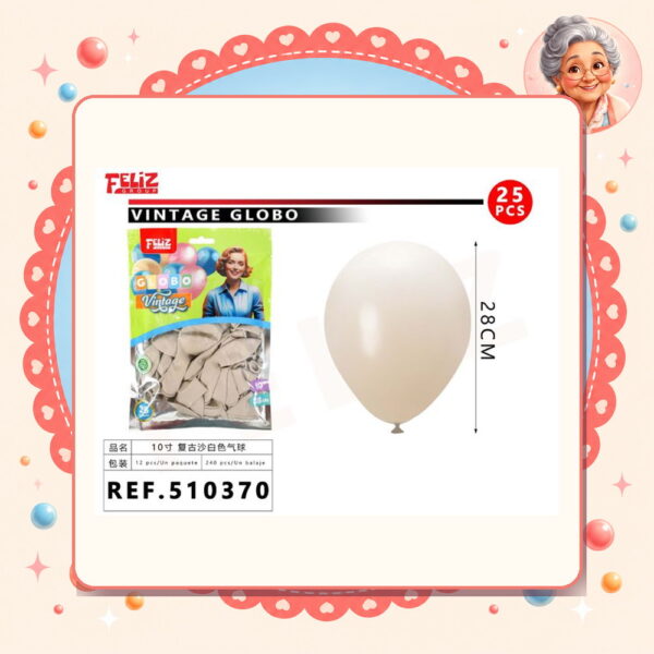 10pul. 25pcs Globos Vintage Feliz Ref. 510370